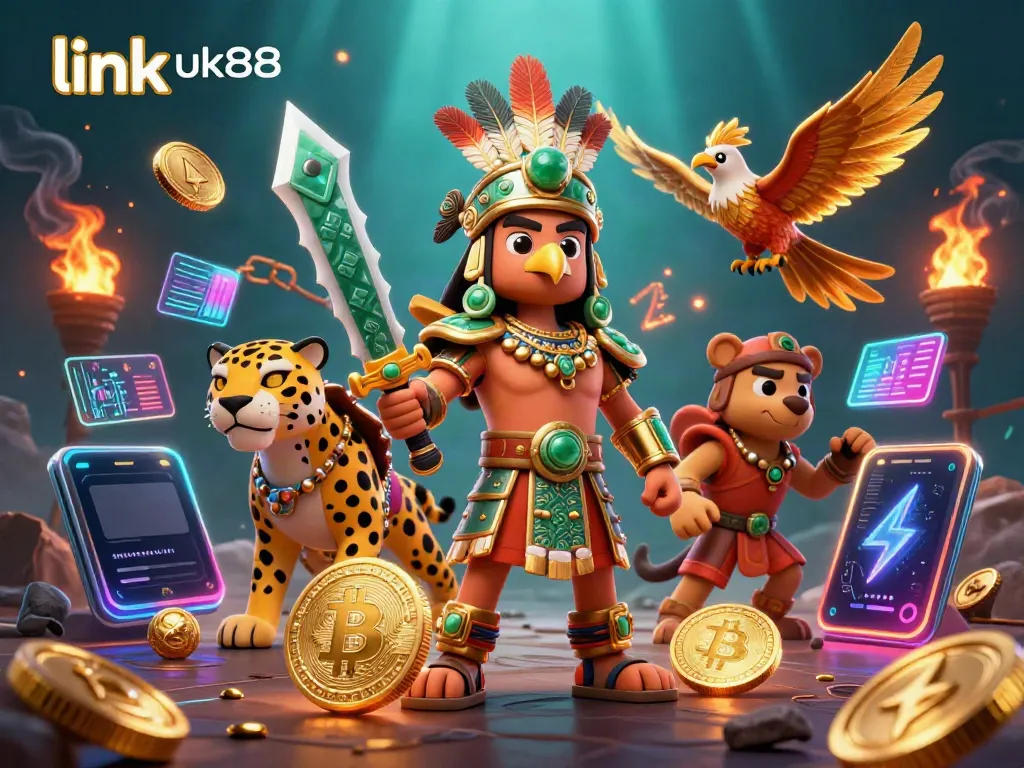 Experience thrilling play with link uk88 at this 3D casino scene featuring dynamic gaming elements.